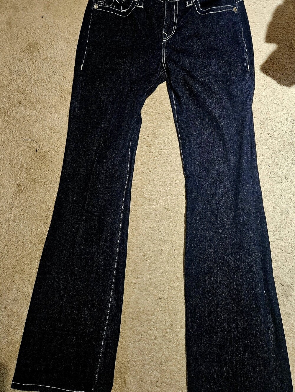 True Religion Dark Wash Bootcut/Flared Jeans with Contrast Stitching